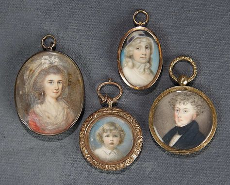 "The Voyage Continues" - Saturday, January 7, 2017: 289 Four Small Victorian Hand-Painted Miniature Paintings Victorian Miniatures, Victorian Portraits, Queens Jewels, Victorian Hand, Lace Painting, Georgian Jewelry, Antique Portraits, Miniature Paintings, Miniature Portraits