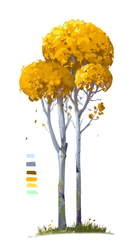 ArtStation - 大树素材第三期, yiru wang(狗哥) Trees Digital Painting, Tree Concept Art, Trees Reference, Tree Digital Art, Tree Reference, Tree Colour, Trees Illustration, Season Tree, Tree Study