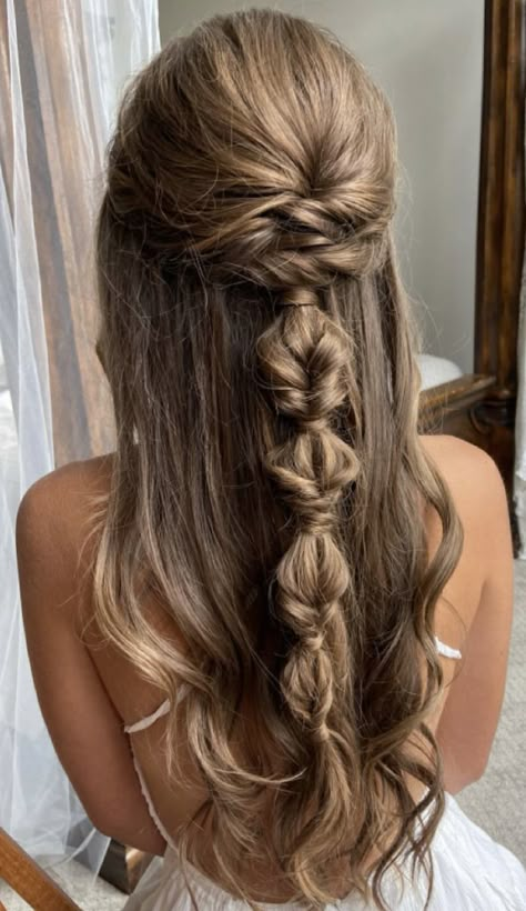 Minimal Wedding Hair, Boho Formal Hairstyles, Peinados Elegantes Sueltos, Updos With Braids, Formal Hairstyles For Long Hair, Wedding Updos, Guest Hair, Boring Hair, Easy Hairstyles For Long Hair