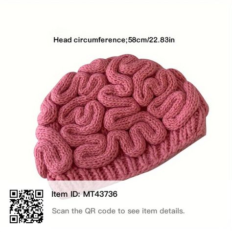 Brain Pattern, Y2k Beanie, Brain Graphic, Skull Hat, Pink Beanies, Funny Hats, Hip Hop Style, Knitted Hat, Caps For Women