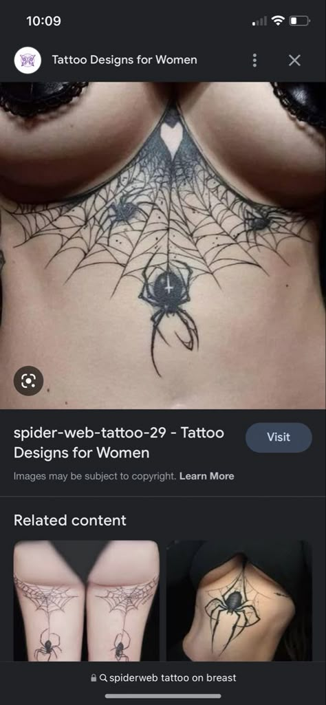 Women’s Spider Web Tattoo, Sternum Web Tattoo, Spiderweb Tattoo Sternum, Gothic Stomach Tattoos Women, Sternum Spider Web Tattoo, Alt Stomach Tattoos, Sternum Word Tattoo Women, Goth Stomach Tattoos For Women, Pelvic Tattoo Women