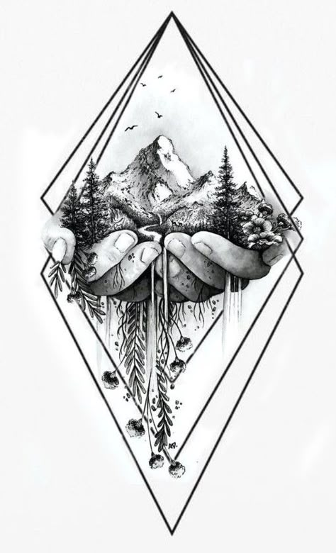 Tattoo For Sleeve, Panama Tattoo, Waterfall Tattoo, Calf Tattoos For Women, Geometric Mountain Tattoo, Thigh Tattoo Men, Tattoos For Dad Memorial, Mother Tattoos For Children, Tree Tattoo Men