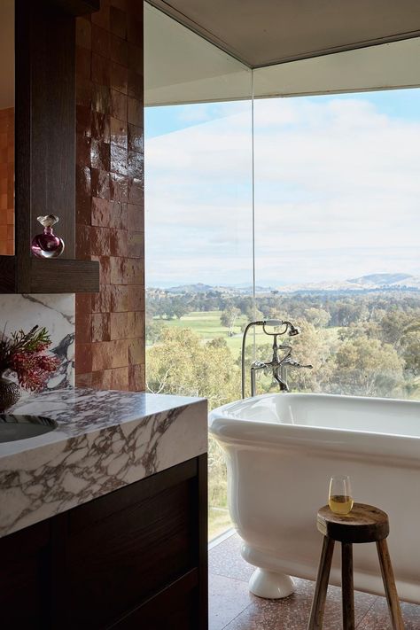 Flack Studio Designs House in Victoria’s High Country - Vogue Australia Flack Studio, House Bathrooms, Vogue Living, Powder Bath, Vogue Australia, Mountain Range, Powder Room, Country House, Holiday Home