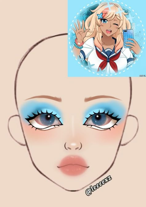 Gyaru Template, Gyaru Makeup Drawing, Gyaru Eyes Drawing, Gyaru Makeup Eyes, Makeup Drawings, Gyaru Style, Anime Eye Makeup, Gyaru Makeup, Face Charts