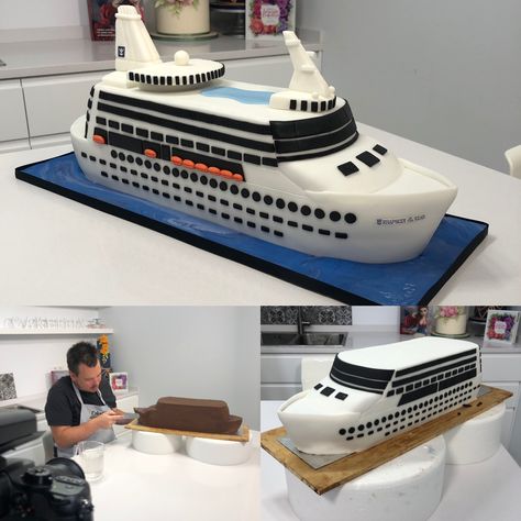 Cruise Ship Cake, Cake Decorating Beginners, Thomas Birthday Cakes, Cake Step By Step, Ship Cake, Boat Cake, Cake Decorating Courses, Thomas Birthday, 60th Birthday Cakes