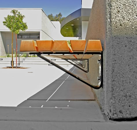 concrete seat walls and bench seat wall design | Wall-top mounting (Specify 2145) Seat Wall, Wall Bench, Kursi Bar, Concrete Bench, Backyard Seating, Wall Seating, Casa Exterior, Outdoor Gardens Design, Backyard Garden Design