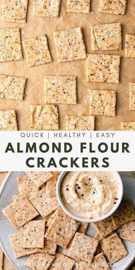 Almond Meal Crackers, Gluten Free Crackers Almond Flour, Quinoa Flour Crackers, Almond Flour Crackers Vegan, Oat Flour Crackers Recipe, Almond Flour Chips, Gluten Free Cracker Recipes, Grain Free Crackers Recipe, Healthy Crackers For Kids