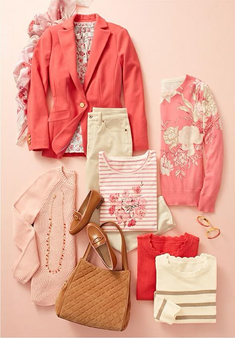 Light Spring Winter Wardrobe, Colorful Office Outfits Women, Spring Color Analysis, Warm Spring Color Palette, Talbots Outfits, Vestidos Outfits, Mix And Match Outfits, Mix Match Outfits, Clear Spring