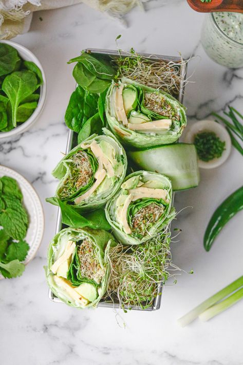 Green Goddess Caprese Melt, Green Goddess Wrap, Green Goddess Recipe, Holistic Nutrition Recipes, Spinach Wrap, Green Breakfast, Spinach Tortilla, Spinach Wraps, Lunch Wraps