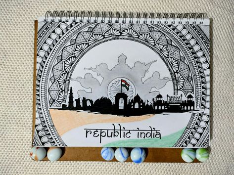 26 January Republic Day Mandala Art, Independence Day Drawing Ideas India, Republic Day Mandala Art, 26 January Republic Day Painting, Republic Day Sketch, Republic Day India Drawing, Republic Day Posters Drawing, Patriotism Drawing, Indian Aesthetic Art