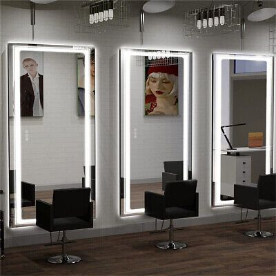 https://mirrorselect.com/ XXXL HD LED Bathroom Mirror Sleekest Illuminated Vanity Mirror Barbershop Salon. Barbershop Mirror Ideas, Light Up Salon Mirror, Hair Dresser Mirror, Hairdressers Mirror, Barber Mirror, Barbershop Mirrors, Led Mirror Bathroom, Bedroom Furniture For Sale, Led Mirror