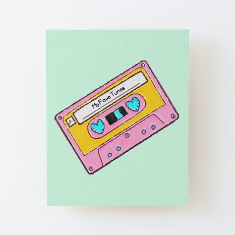 Casette Tape Painting, Cassette Paintings, Cute Cassette Tape Drawing, Cassette Tape Art Painting, Cassette Tapes Art, Cute Easy Paintings, Cute Paintings, Book Drawing, Pop Art Painting