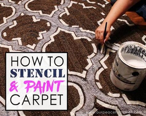 how to stencil paint carpet, crafts, how to, reupholster Old Carpet Makeover, Rug Painting, Paint Carpet, Painting Rugs, Stenciled Curtains, Choosing Carpet, Stencil Paint, Accent Wall Stencil, Painting Carpet