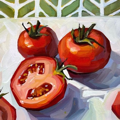 Vegetable Art, Tomato Vine, Cottage Style Decor, Fruit Painting, Art Kitchen, Painting Still Life, Painting Art Projects, Gouache Painting, Love Painting