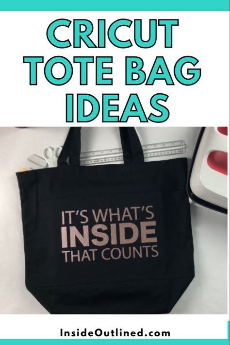 Learn how to make this super easy Cricut tote bag with heat transfer vinyl. Cricut Purse Ideas, Cricut Canvas Tote Bag Ideas, Diy Canvas Bags Vinyl, Canvas Bags Cricut Ideas, Cute Diy Tote Bag Designs, Cricut Canvas Bag, Cricut Bag Ideas, Canvas Tote Bag Design Ideas, Cricut Tote Bags