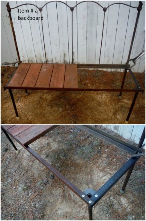 20 Astonishing Repurposing Ideas For Old Headboards And Footboards #repurpose #upcycle #diy #crafts Metal Headboard Bench Diy, Metal Bed Frame Repurpose, Metal Bedframe Repurposed, Metal Headboard Ideas Repurposed, Old Metal Bed Frame Ideas, Repurposed Metal Headboard, Metal Headboard Bench, Repurpose Headboard, Headboard Upcycle