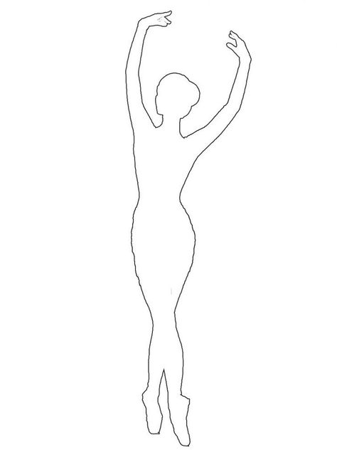 Ballerina Outline Drawing, Ballerina Outline, Ballet Crafts, Ballerina Silhouette, Ballerina Ornaments, Ballerina Art, Pola Sulam, Paper Crafts Diy Tutorials, Silhouette Art