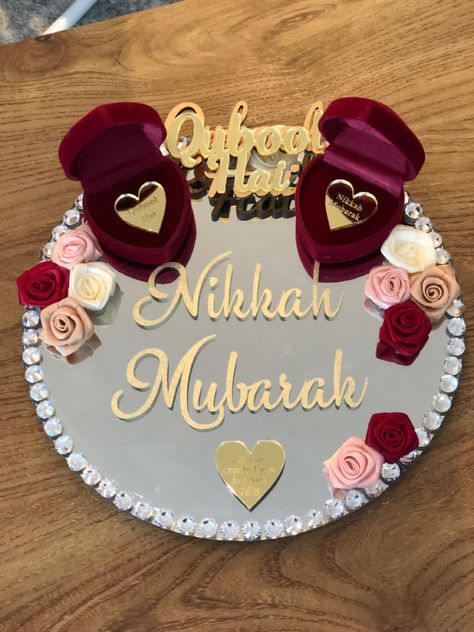 Nikkah Mubarak Happy Nikkah Anniversary, Nikah Mubarak Calligraphy, Nikah Mubarak Wishes For Friend, Nikkah Mubarak Wishes, Nikkah Wishes, Nikkah Pic, Nikkah Pics, Wedding Ring Plate, Nikah Mubarak