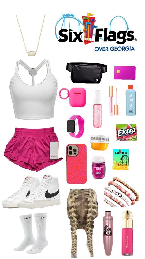 six flags fit Outfits For Six Flags, What To Wear To Six Flags, Six Flags Outfit, Black Cherry Merlot, Flag Outfit, Casual Nails, Six Flags, Dream Girl, Girl Stuff