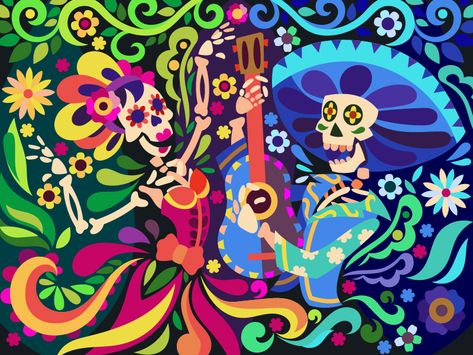 Day of the dead by Igor Ianchenko on Dribbble Mexican Culture Art, Day Of The Dead Art, Vigan, Ecole Art, Outdoors Quotes, Quotes Celebrities, Sugar Skull Art, Animals Design, Mexican Culture