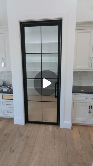 Steel & Stone on Instagram: "Pivot self closing pantry doors are a must have ! Love the functionality on top of the show stopping look they add to the kitchen !" Contemporary Pantry Door, Kitchen Pantry Sliding Door, Black Kitchen Pantry Doors, Cool Pantry Doors, Pantry Door In Kitchen, Pantry Doors Ideas Kitchen, Pantry Doors Ideas, Black Pantry Door, Modern Pantry Door