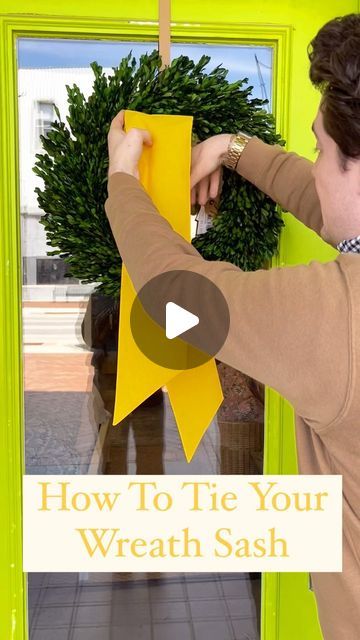 Presley Pierce on Instagram: "💚How To Tie Your Wreath Sash💚  Day two has been nothing shy but amazing!! You all are still blowing us away about the launch of these wreath sashes and I cannot say thank you enough! We have completely sold out our vendor of boxwood wreaths and they are hoping that they can get a container of them soon. If they are able to restock we will put them back on our website! I love being able to chat with you individually and help with orders! This truly is my dream job it is all because of you all and your support!🌿🌷 • #presleypierce #wreathsash #wreathmaker #wreathdecor #wreathsashdecor" Best Boxwood Wreath, Boxwood Wreaths On Windows, Boxwood Wreath With Ribbon Christmas, Boxwood Wreath With Bow, Tie A Bow For A Wreath, Diy Boxwood Wreath, How To Tie Sash On Wreath, How To Tie Bows For Wreaths, How To Make A Sash For A Wreath