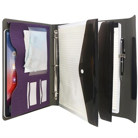 Amazon.com : 3-Ring Binder Portfolio with Whiteboard Clipboard and Expanded Document Bag, Padfolio Ring Binder Business Organizer Portfolio Case (Purple) : Office Products Binder Portfolio, Ipad Portfolio Case, Portfolio Binder, Purple Office, Leather Padfolio, Leather Ipad Case, Portfolio Case, Blue Office, Document Bag