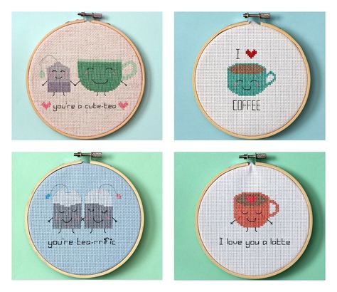 Coffee Cross Stitch, Sewing Piping, Unicorn Cross Stitch Pattern, Cross Stitch Kitchen, Perforated Paper, Types Of Stitches, Tea And Coffee, French Knot, Love Coffee