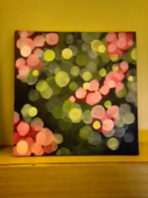 Bokeh effect through acrylic painting Blurred Background Painting, Bokeh Acrylic Painting, Bokeh Background Painting, Bokeh Effect Painting, Painting Backgrounds Acrylic, Bokeh Painting, Canvas Background Ideas, Rachelle Kearns, Circle Paintings