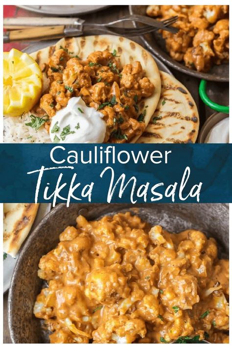 This Vegetarian Tikka Masala is made with Cauliflower instead of chicken! This delicious Indian cauliflower recipe is perfect for vegetarians, but it's also great for usual meat-eaters. The texture of the cauliflower masala (or Gobi Masala) is perfect, and the flavor of the homemade tikka masala sauce is absolutely delicious! #thecookierookie #vegetarian #cauliflower Indian Cauliflower Recipes, Vegetarian Tikka Masala, Cauliflower Masala, Gobi Masala, Indian Cauliflower, Tikka Masala Vegetarian, Tikka Masala Sauce, Crispy Recipes, Masala Sauce