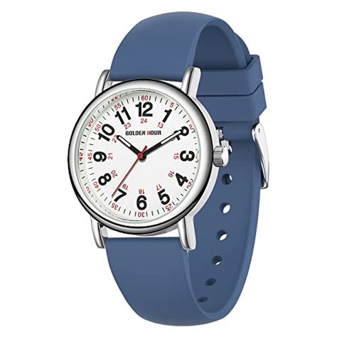 Limited-time deal: GOLDEN HOUR Waterproof Nurse Watch for Medical Professionals, Students Women Men - Military Time Luminouse Easy Read Dial, 24 Hour with Second Hand, Colorful Silicone Band Military Time, Girls Watch, Nurse Watch, Girls Watches, Fashion Toys, Silicon Bands, Medical Professionals, Hair Oil, Luxury Watch