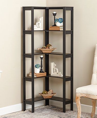 L-Shaped Corner Storage Shelving Units | The Lakeside Collection Corner Shelves Living Room Modern, Unique Corner Shelves, L Shape Shelves, L Shaped Bookshelf, L Shaped Shelf, Corner Storage Ideas, L Shape Shelf, Corner Shelves Living Room, Corner Storage Unit