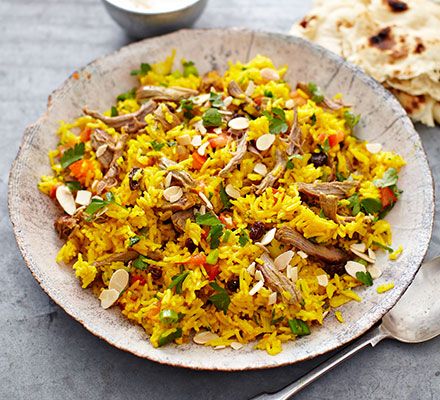 Make the most of Sunday's leftover roast lamb in this colourful spiced rice one-pot from BBC Good Food Magazine reader Karolina McCallan Lamb Biryani Recipe, Leftover Lamb Recipes, Lamb Pilaf, Leftover Roast Lamb, Recipes With Rice, Chicken Pilaf, Lamb Biryani, Leftover Lamb, Chicken Shawarma Recipe