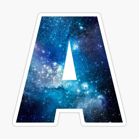 Letter A Space Stickers | Redbubble Space Letters Free Printable, Space Alphabet Letters, Space Fonts Alphabet, Space Letters, Space Alphabet, Space Stickers, Pastel Galaxy, Space Theme Party, Aesthetic Galaxy