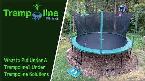 What to put under a trampoline? Here are variety of solutions for under your trampoline, including padding, rubber pads, wood chips and artificial grass etc. What To Put Under Trampoline, Under Trampoline Ideas Backyards, Gravel Under Trampoline, Under Trampoline Landscaping, Under Trampoline Ideas, How To Remove Grass, Outdoor Rubber Tiles, Garden Trampoline, Trampoline Pad