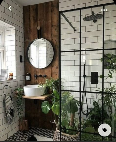 Industrial Bathroom, Bathroom Plants, Bathroom Inspiration Decor, Small Bathroom Design, Small Bathroom Ideas, Bathroom Renos, Bathroom Inspo, Dream Bathroom, Bathroom Reno