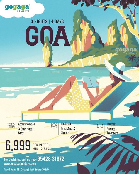 A kaleidoscopic blend of Indian and Portuguese cultures, sweetened with sun, sea, sand, seafood, susegad and spirituality, Goa is India's pocket-sized paradise. For more details, call us at 9542831672. #goa #goadiaries #goatourism #goatravel #goatrip #bestvacations #dreamdestinations #goaislove #beach #beachlover #beachvibes #oceanwaves #sand #beachlife #beachphotography #calangute Goa Beaches, Holiday Meal Planning, Goa Travel, Diy Travel Journal, Hotel Breakfast, Portuguese Culture, Sea Sand, Holiday Packages, Diy Travel