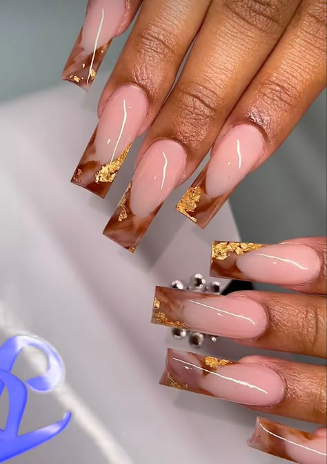 Ginger Nails Design, Nails For Black Women Dark Skin, Brown Nails Black Women, Nails Acrylic Black Women, Medium Fall Nails, Become A Nail Tech, Tattoo Ideas Black Women, Medium Length Acrylic Nails, Luxury Nail Designs