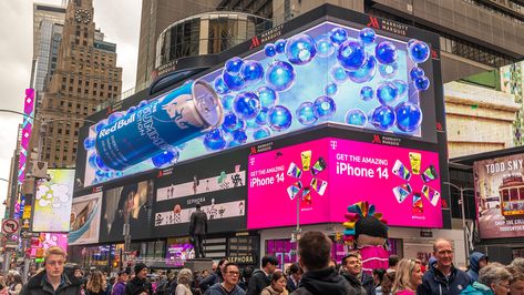 Red Bull 3D Billboards on Behance 3d Billboard, Motion Art, Octane Render, New Media Art, 3d Illusion, 3d Motion, Maxon Cinema 4d, Artwork Display, Prop Design