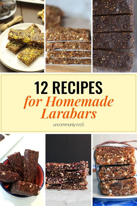 Larabars are delicious and healthy, but not always affordable! Start making your own homemade larabars - follow any of these 12 awesome recipes. Click to read more. Diy Larabar Recipe, Diy Lara Bars Recipes, Laura Bars Homemade, Copycat Larabar Recipe, Lara Bars Homemade, Larabar Copycat Recipe, Homemade Larabar Recipes, Larabars Homemade, Diy Lara Bars