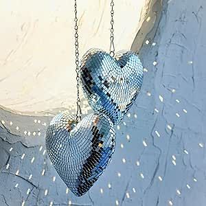 Disco Ball 2 Pack Heart Disco Balls Silver Stage Mirror Balls Hanging Disco Decor for Party,Room,Wedding,Garden,Retro Reflective Disco Ball Handmade Gifts(6.3inch) Disco Ball Decorations, 70's Disco, Disco Decorations, Disco Costume, Glass Decoration, Chain Heart, Costume Inspo, Ball Lamps, Ball Decorations