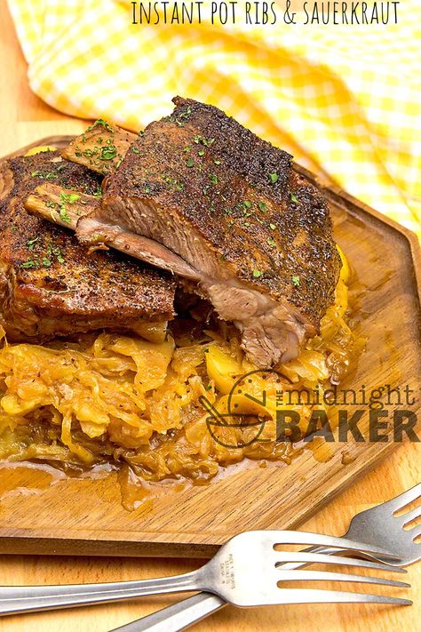 Instant Pot Ribs and Sauerkraut Sauerkraut And Ribs Recipe, Ribs And Sauerkraut, Pineapple Sherbet, Pork And Sauerkraut Recipe, Instant Pot Ribs, Hawaiian Pulled Pork, Pork Back Ribs, Best Bbq Recipes, Baby Back Pork Ribs