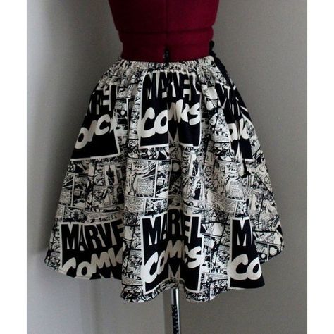 Marvel Comics, Womens Skirts, Comic Book Skirts, Vintage Marvel,... ❤ liked on Polyvore featuring skirts, comic print skirt, patterned skirt, cotton skirt, cotton stretch skirt and marvel comics skirt Nerd Fashion Women, Book Skirt, Nerdy Clothes, Marvel Fashion, Skirts Vintage, Avengers Logo, Geek Clothes, Geek Girl, Marvel Clothes