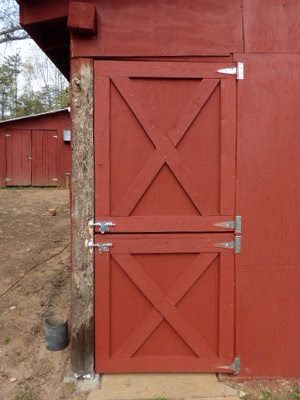 5 Acres & A Dream: Dutch Doors for the Goat Barn Door For Chicken Coop, Goat Shed, Livestock Barn, Gardening Food, Dutch Doors, Hay Loft, Chicken Barn, Goat Barn, Stable Door