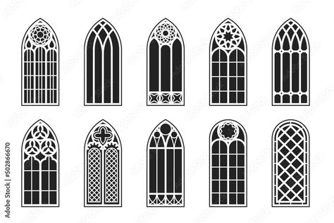 Architecture Vector, Architecture Windows, Gotik Tattoo, Gothic Gargoyles, Gothic Drawings, Antique Stained Glass Windows, Stained Glass Windows Church, Window Architecture, Gothic Windows