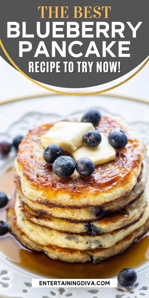 Here's an absolute best homemade blueberry buttermilk weekend brunch recipe. You can use any fruit or berries you like, yet still this easy recipe still makes the most delicious pancakes ever. Buttermilk Pancakes From Scratch, Blueberry Pancakes Easy, Best Pancakes Ever, Buttermilk Blueberry, Blueberry Buttermilk Pancakes, The Best Pancakes, Yummy Pancake Recipe, Blueberry Pancakes Recipe, Light And Fluffy Pancakes