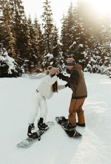 Snowboard Engagement Photos, Snowboarding Engagement Photos, Snowboarding Photoshoot, Ski Engagement, Ski Couple, Snowboarding Couple, Girdwood Alaska, Couple Camping, Ski Pictures