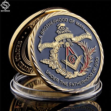 Cheap Non-currency Coins, Buy Quality Home & Garden Directly from China Suppliers:Gold Coin European Masonic Freemasonry Brotherhood Gold And Blue Color Round Double Commemorative Coin Enjoy ✓Free Shipping Worldwide! ✓Limited Time Sale ✓Easy Return. Masonic Apparel, Freemasonry Symbols, Masonic Jewelry, Masonic Freemason, Coin Art, Eastern Star, Coins For Sale, Commemorative Coins, Challenge Coins