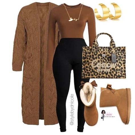 Styled By D Nicole, One Piece With Cardigan Outfit, Plus Size Baddie Outfits Amazon, Fall Winery Outfits Black Women, Brown Boot Outfit Women, Casual Amazon Outfits, Brown Fall Outfits Black Women, Amazon Boots Women, Fall Fashion Outfits Black Women