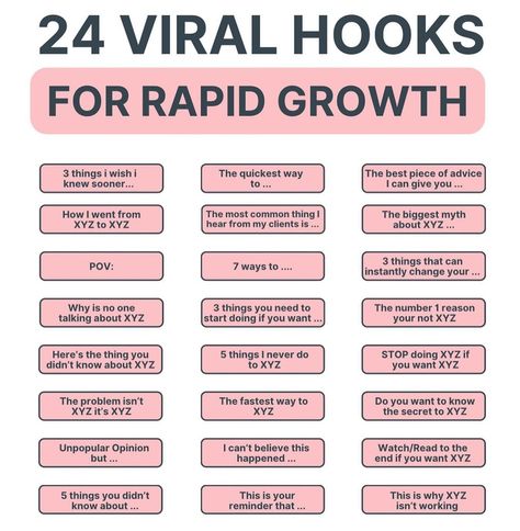 Save these for later 😉 💜Steal my 24 viral hooks to help you create content your audience can’t resist. ⏰You have 2-3 seconds to capture your audiences attention or you will lose them. Make sure your content gets the attention it deserves 👀The more eyes on your content the quicker you will grow on Instagram. Save these viral hooks and use them in your own content strategy 🔥 Follow @pollyriosmktg for more 💜 #instagramgrowthhacks #digitalmarketingstrategy #iggrowth #instagramfollowers #contentc... How To Go Viral On Pinterest, Youtube Content Strategy, How To Have More Followers On Instagram, Growing On Instagram, How To Create Content For Instagram, Viral Hooks For Instagram, Unique Content Ideas, Instagram Hooks, Content Ideas For Instagram